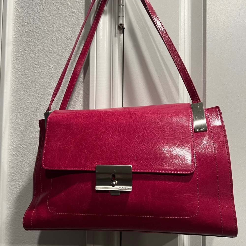 DKNY Fuchsia Leather Shoulder Bag